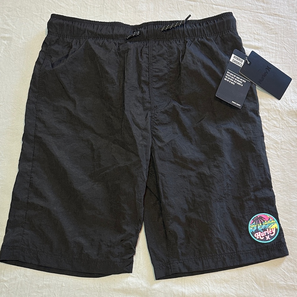 Hurley Black Swim Shorts with Vibrant Logo NWT